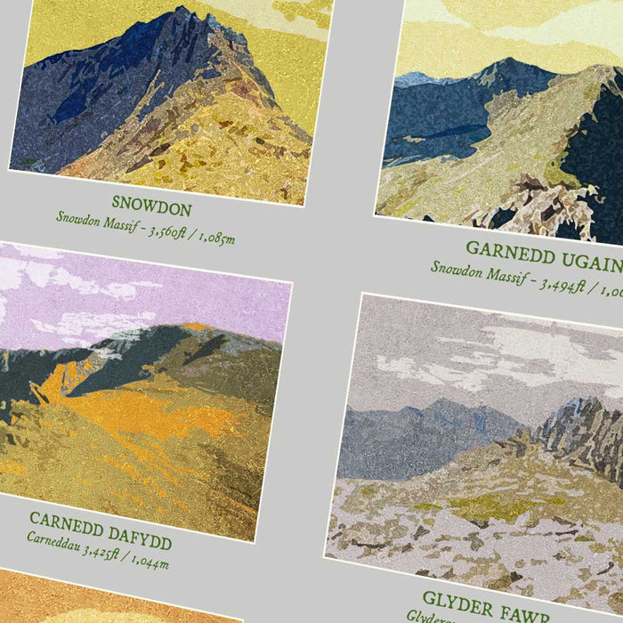Welsh 3000s - Poster Print. Mountain peaks. Hiking challenge