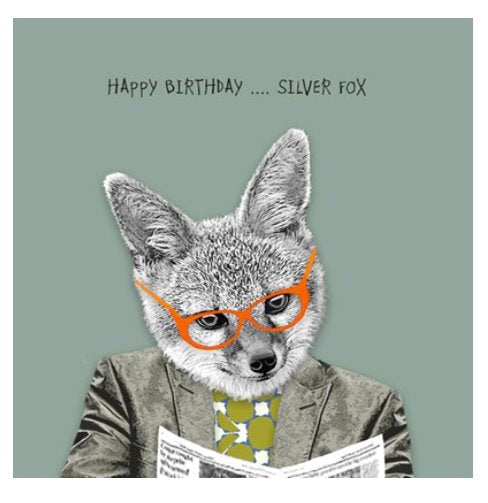 Silver Fox Birthday Card - Blank Greeting Card card The Northern Line 