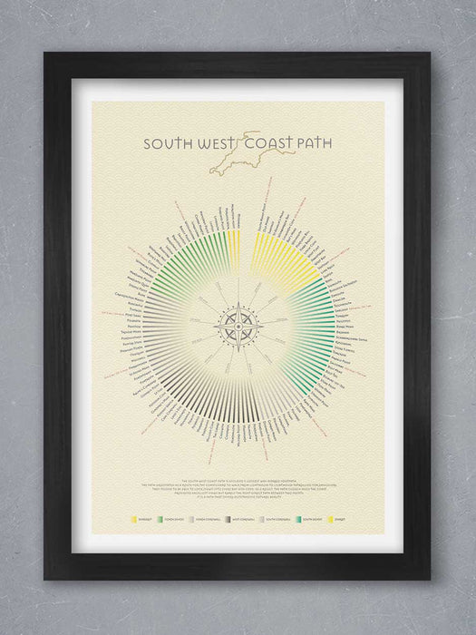 The South West coastal path infographic poster print. The Salt Path