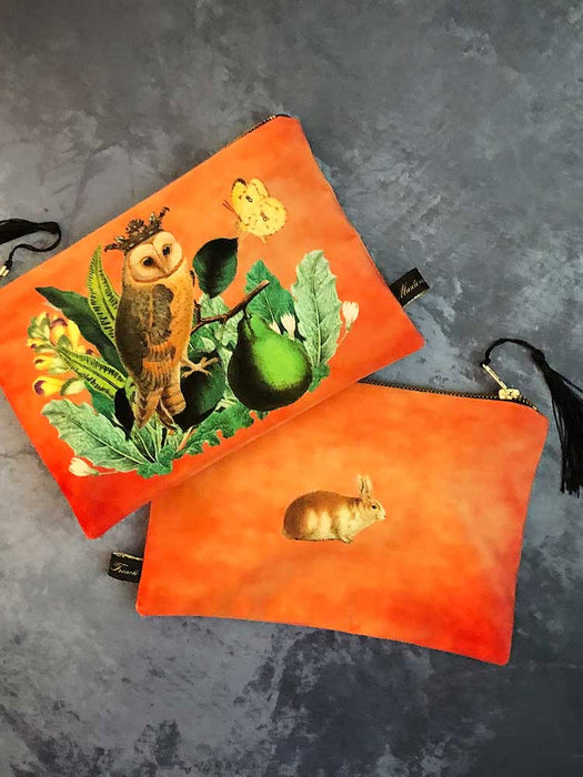 Velvet Zipped Bag - Owl Gift Madame Treacle 