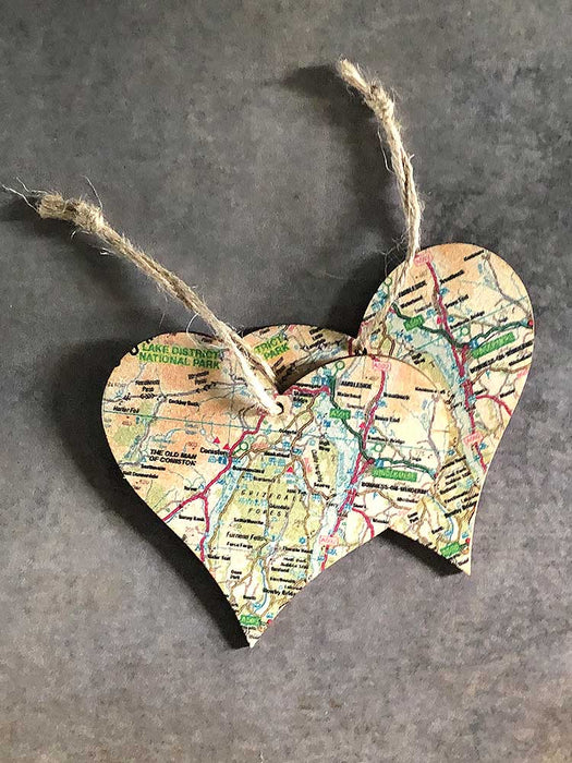 Wooden Heart Lake District Map Hanging Decoration classic homeware The Northern Line 