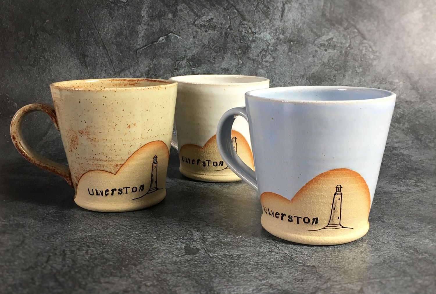 Bespoke Ulverston mugs from Upland Clay