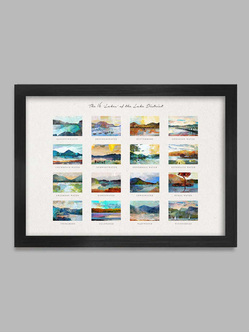 16 Lakes of the lake District poster print