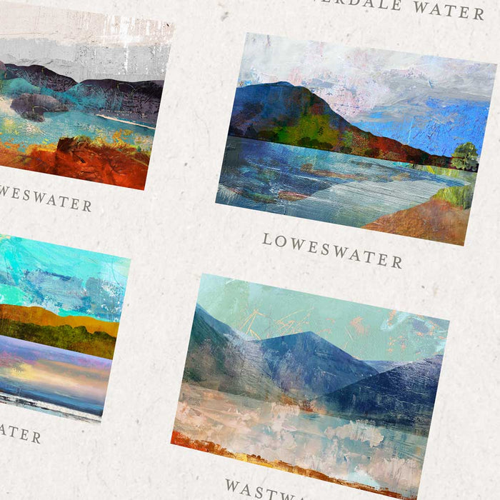 16 lakes of the lake district poster print featuring Windermere and Ullswater