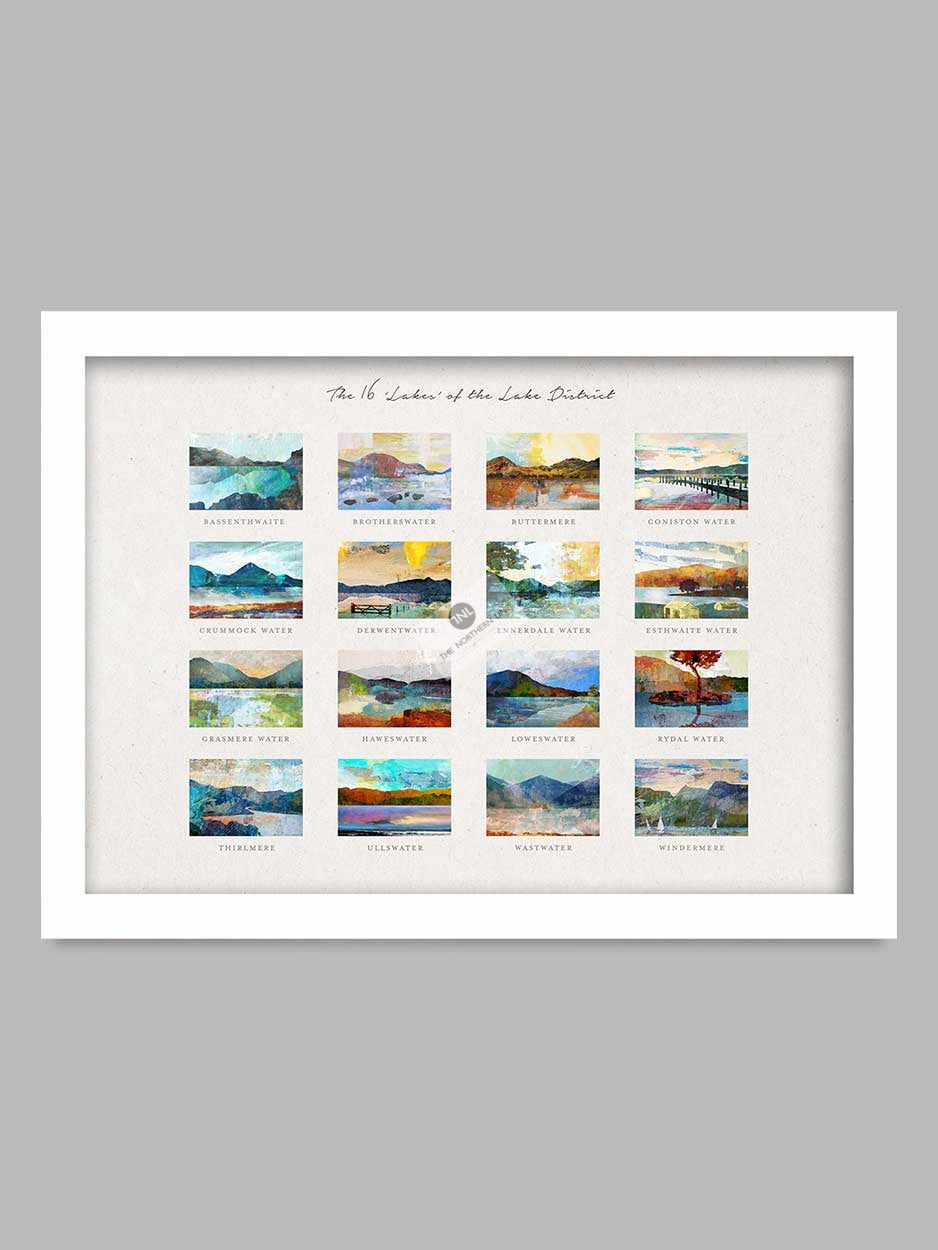 16 Lakes of the lake District poster print