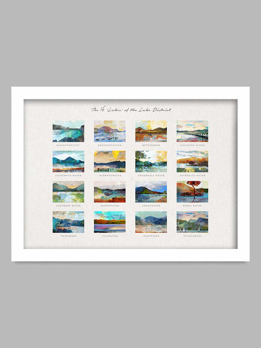 16 Lakes of the lake District poster print