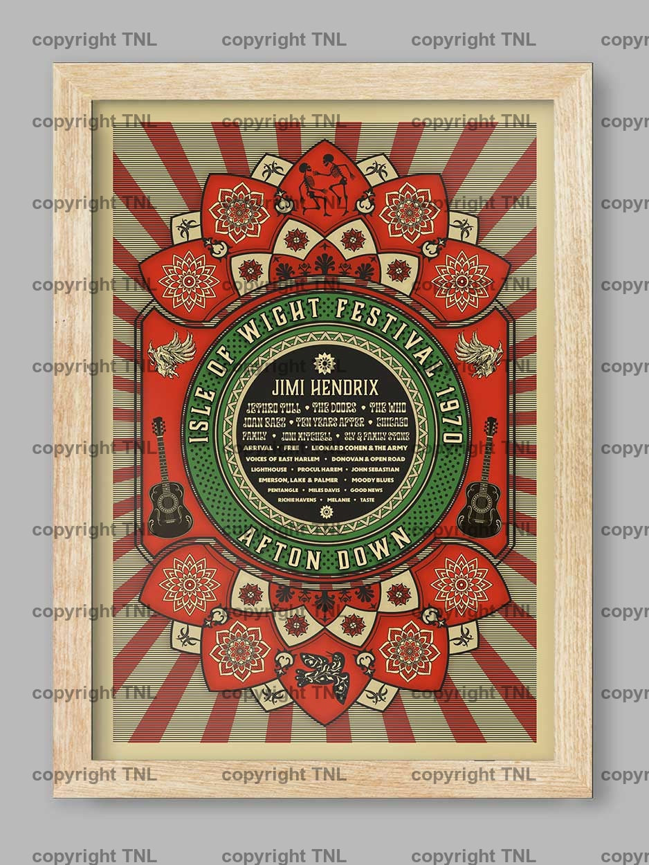 1970 Isle Of Wight Festival - Music Poster Print (Red)