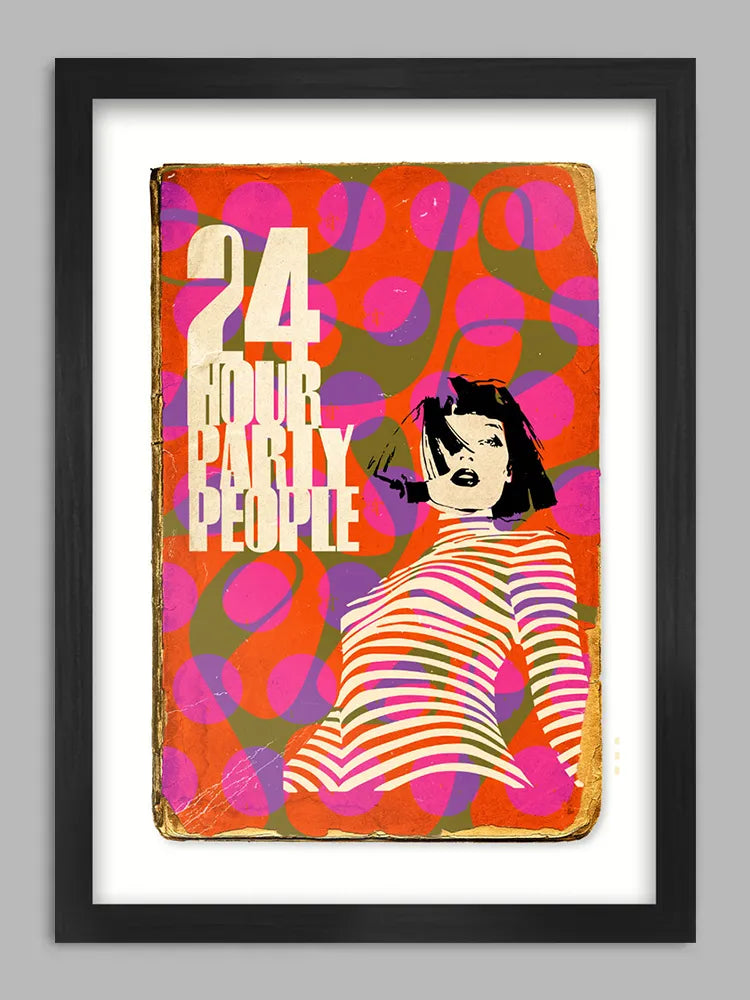 24 Hour Party People - Music Print. Happy Mondays mantra! From our Nouvelle Vague style book jacket designs.