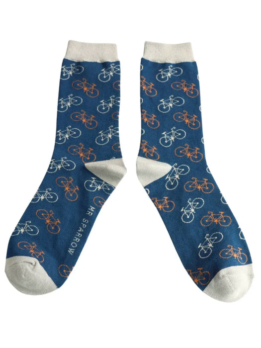 Mr Sparrow Socks - Navy Bikes
