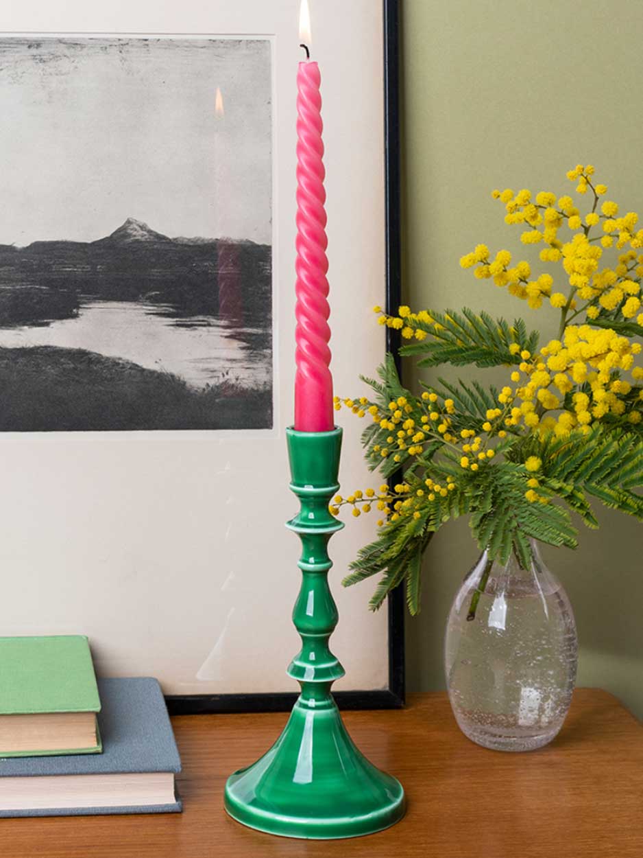 Enamel Candlestick - Rich Green