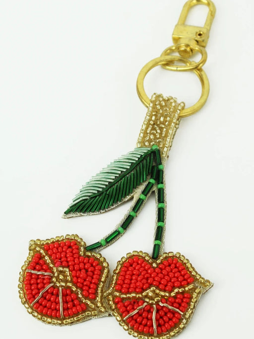 beaded keyring with cherry design