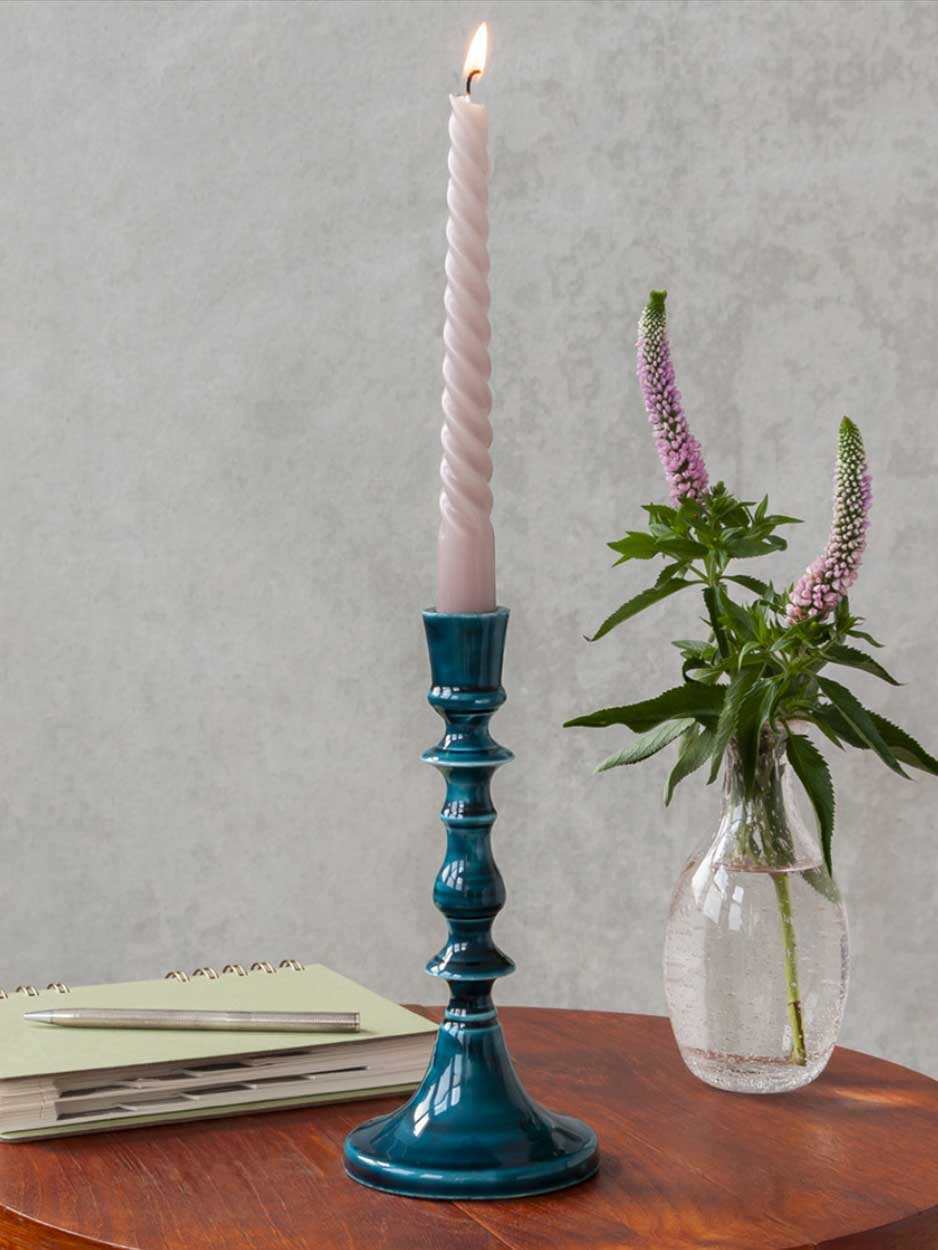 Enamel Candlestick - Deep Blue