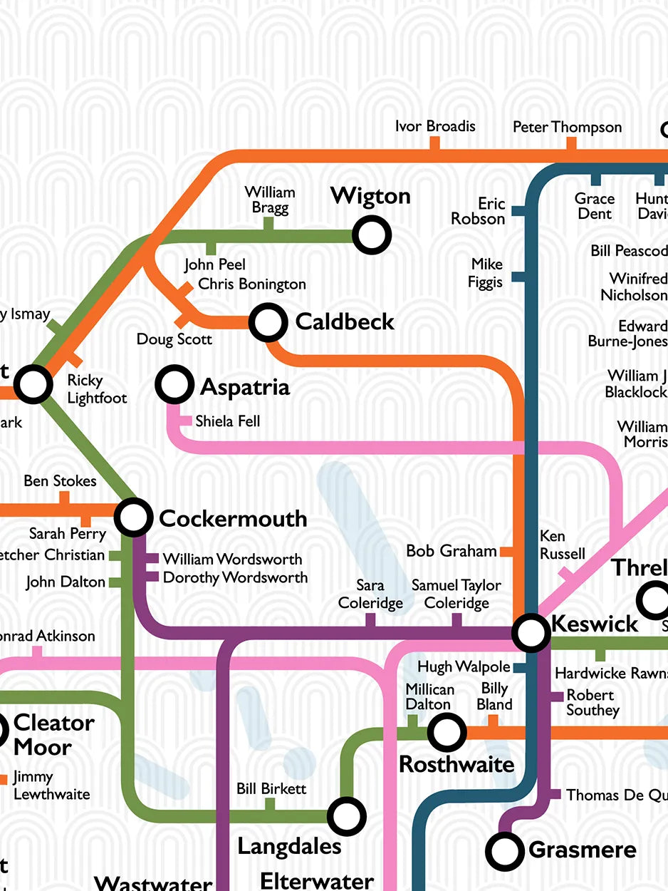 Going Cumberground &nbsp;- Cumbria Poster Print. Our map featuring some of Cumbria's most famous inhabitants. This Cumbria poster print will provide a great talking point as you discover who hails from these parts.