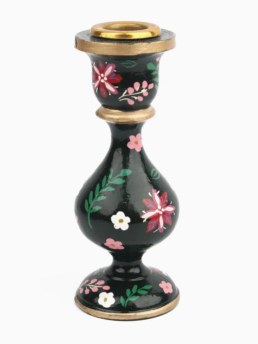 green floral candle holder