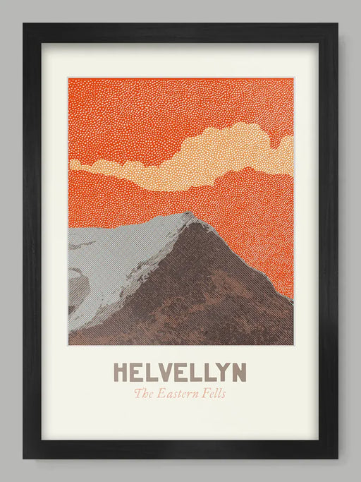 Our Helvellyn Eastern Fells poster print. This design depicts the iconic Helvellyn including the challenging Striding Edge climb
