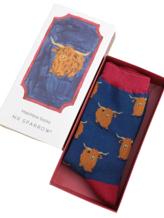 highland cow socks in gift box