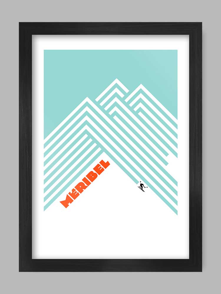 Meribel - Skiing Poster Print. Geometric poster of the famous French Alps resort.&nbsp;
