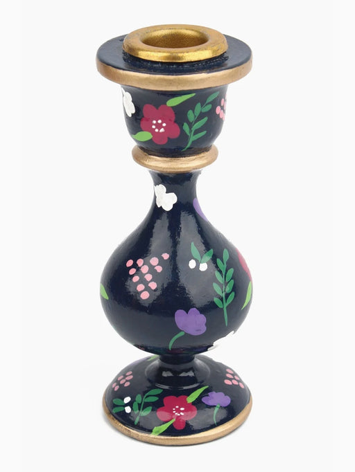 navy floral candle holder