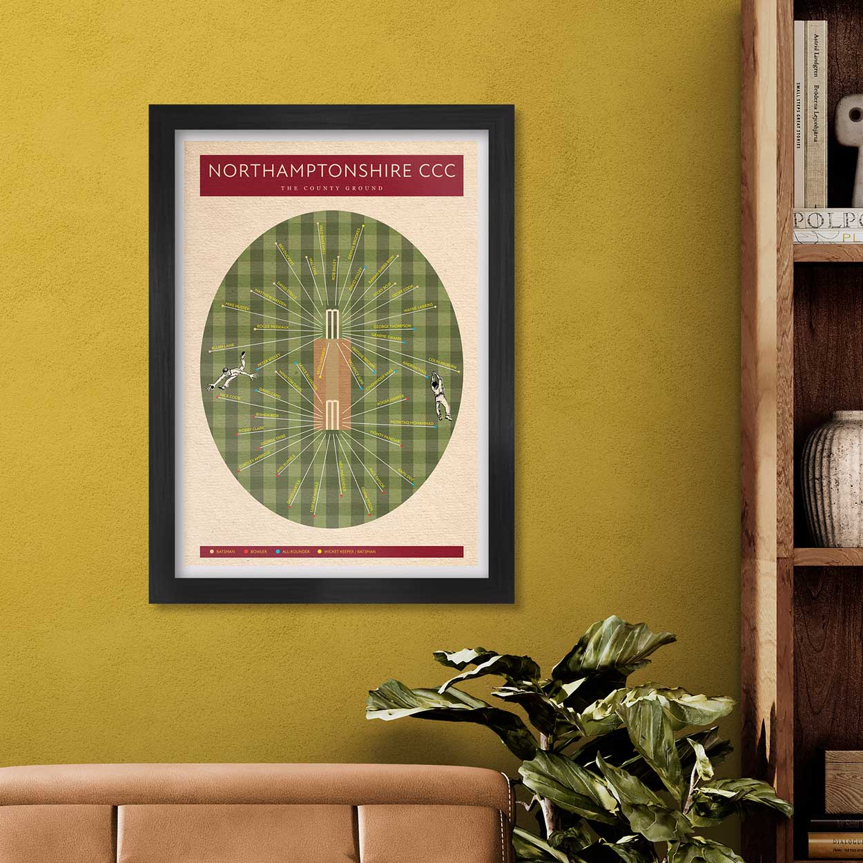 Northants CCC - Cricket Poster Print. A celebration of notable cricketers who have represented the tudor rose county.
