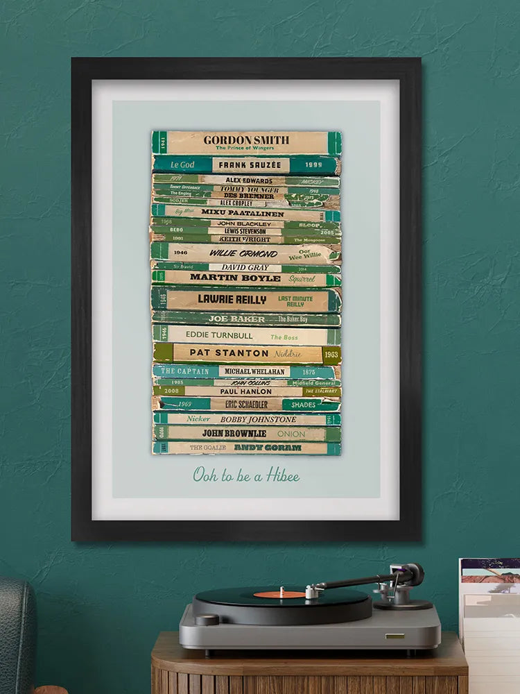 Ooh to be a Hibee Football Print. Hibernian have produced some club legends over the years from 'The Famous Five', Pat Stanton right up to Martin Boyle.