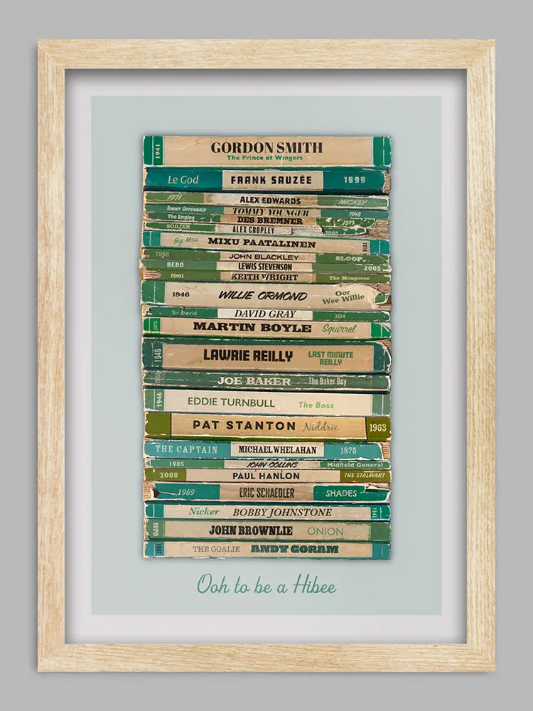 Ooh to be a Hibee Football Print. Hibernian have produced some club legends over the years from 'The Famous Five', Pat Stanton right up to Martin Boyle.