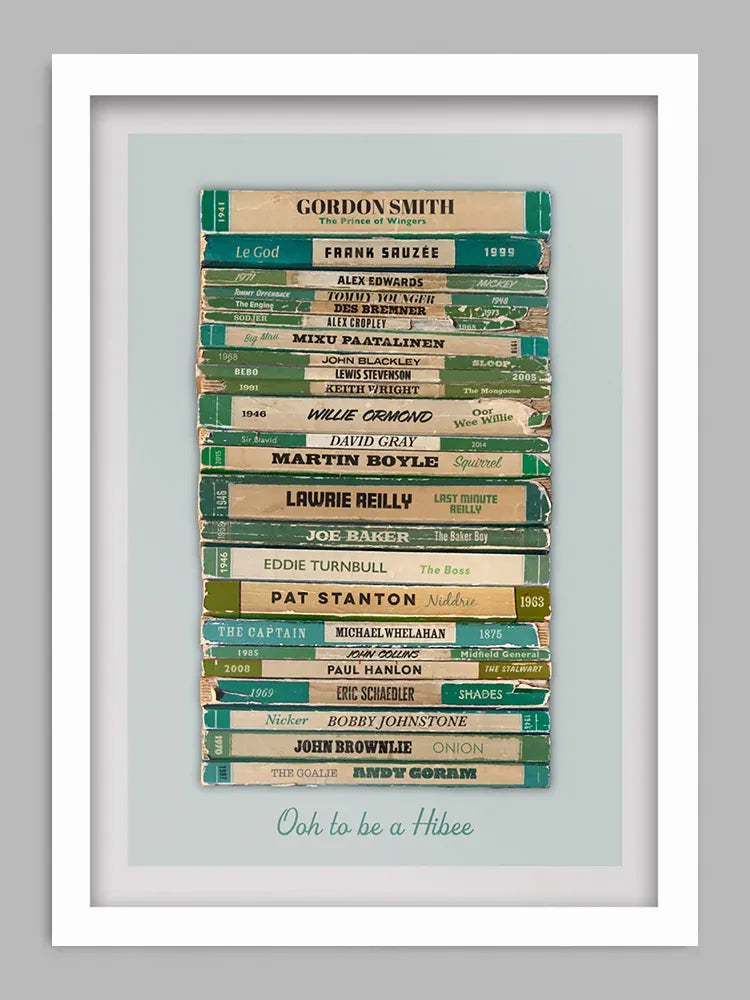 Ooh to be a Hibee Football Print. Hibernian have produced some club legends over the years from 'The Famous Five', Pat Stanton right up to Martin Boyle.