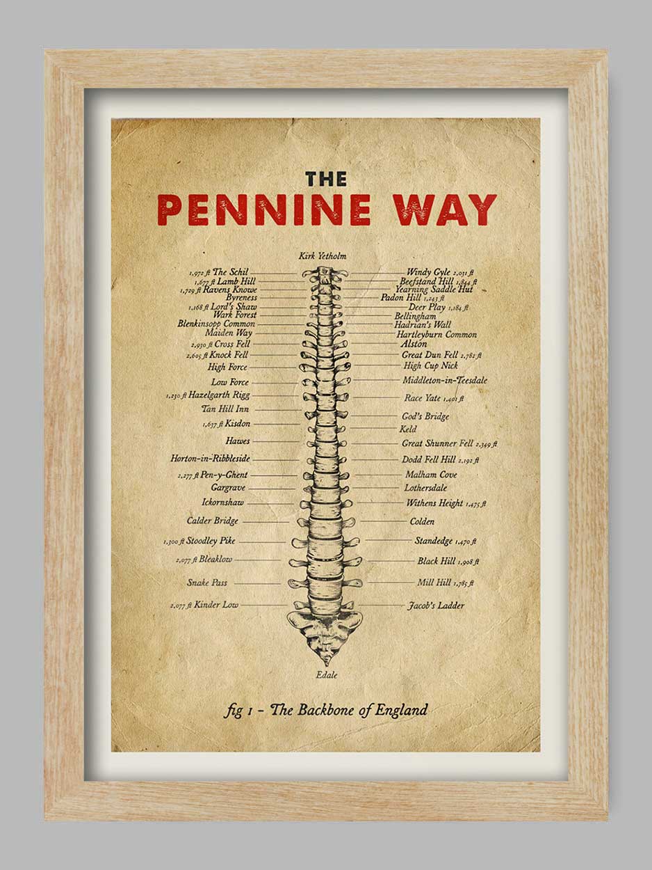 Pennine Way Poster Print. Commonly known as the 'Backbone of England' The Spine Race