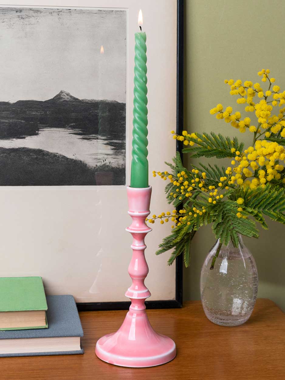 Enamel Candlestick - Pink
