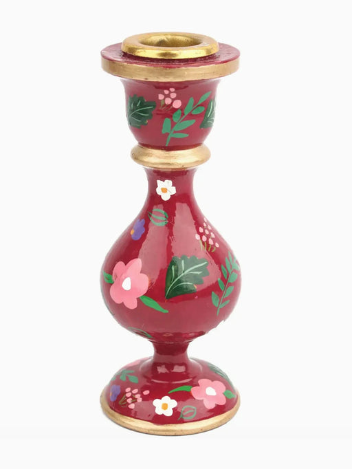 burgundy floral candle holder