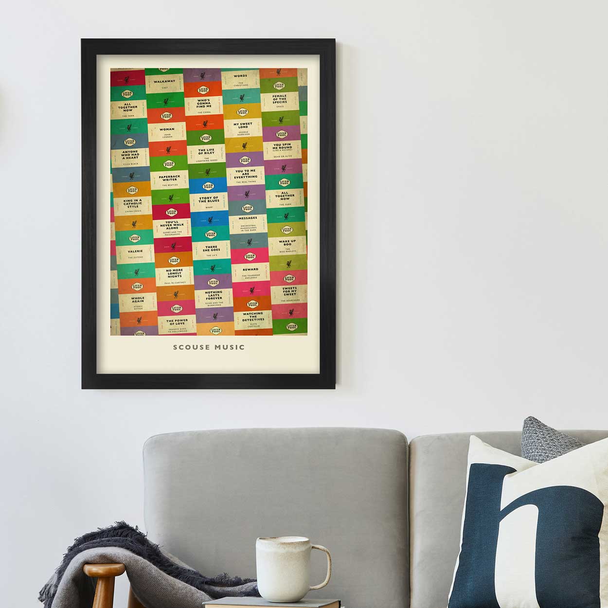 Scouse Music - Liverpool Music Poster Print. Celebrates the great musical talent produced by Liverpool through the years.