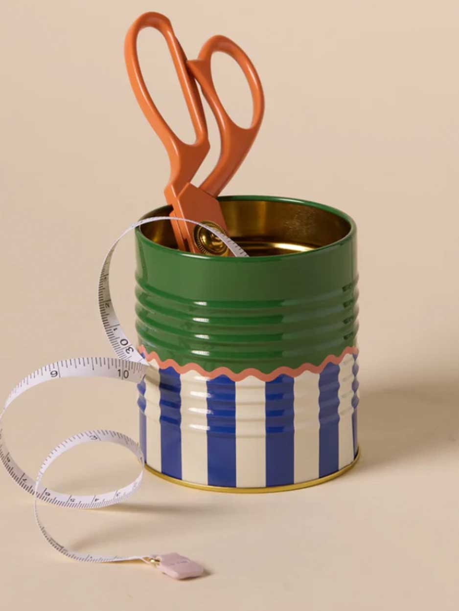 Striped Metal Storage Tin