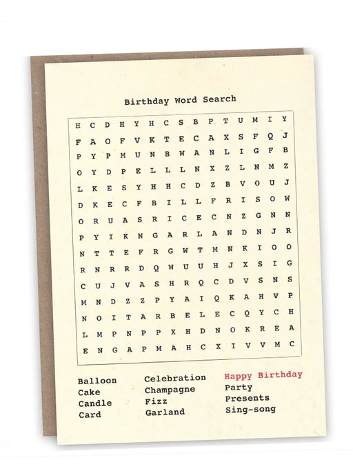 Birthday wordsearch card