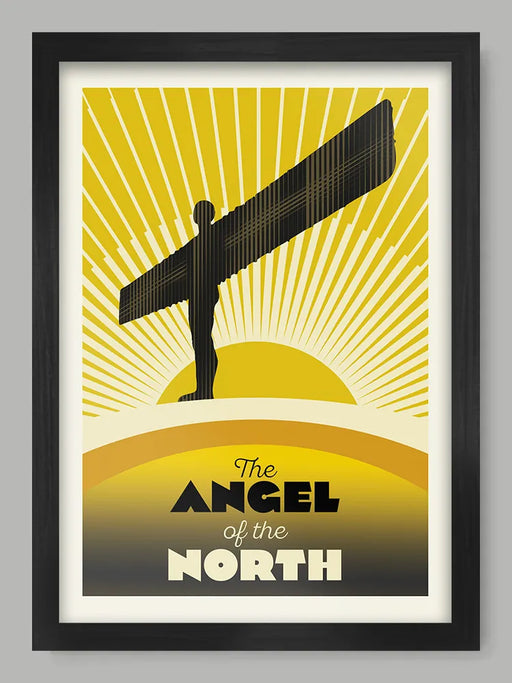 Angel of the North - Poster Print. Art Deco style style poster celebrating the famous Antony Gormley sculpture in Gateshead.
