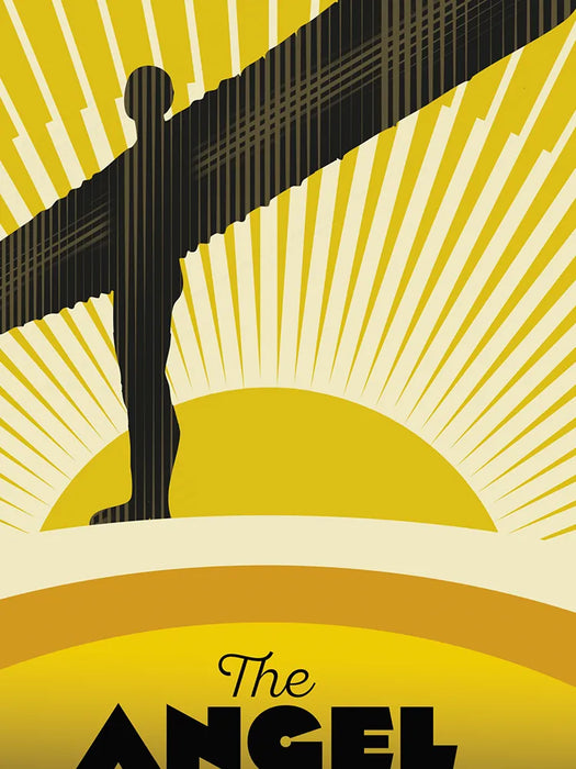 Angel of the North - Poster Print. Art Deco style style poster celebrating the famous Antony Gormley sculpture in Gateshead.