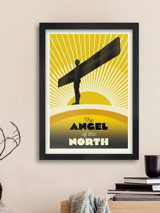 Angel of the North - Poster Print. Art Deco style style poster celebrating the famous Antony Gormley sculpture in Gateshead.