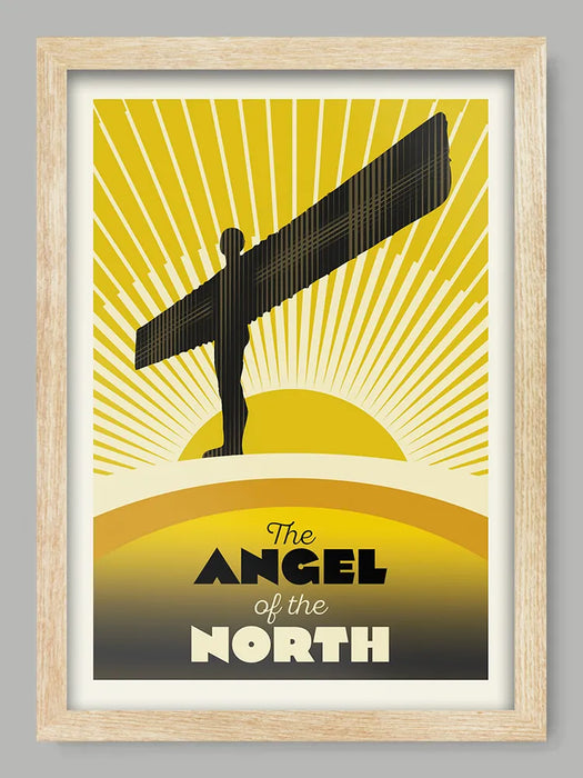 Angel of the North - Poster Print. Art Deco style style poster celebrating the famous Antony Gormley sculpture in Gateshead.