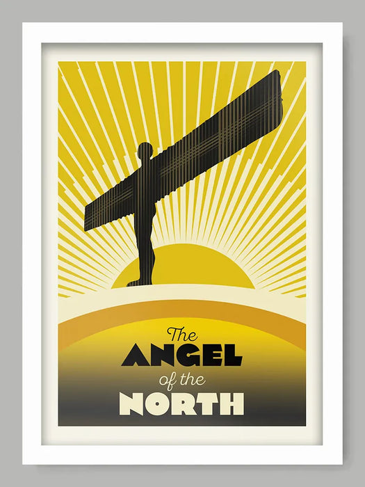 Angel of the North - Poster Print. Art Deco style style poster celebrating the famous Antony Gormley sculpture in Gateshead.
