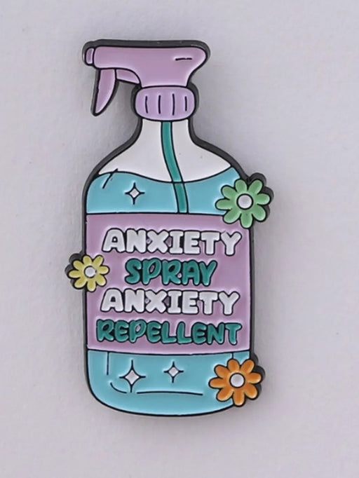 anxiety spray repellant pin badge