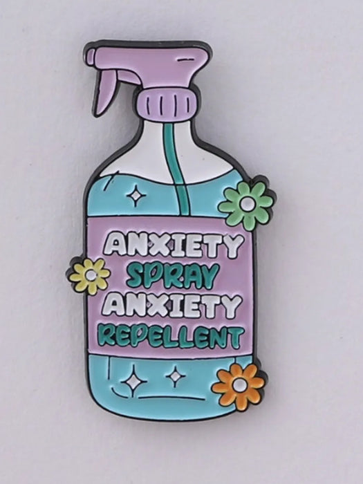 anxiety spray repellant pin badge