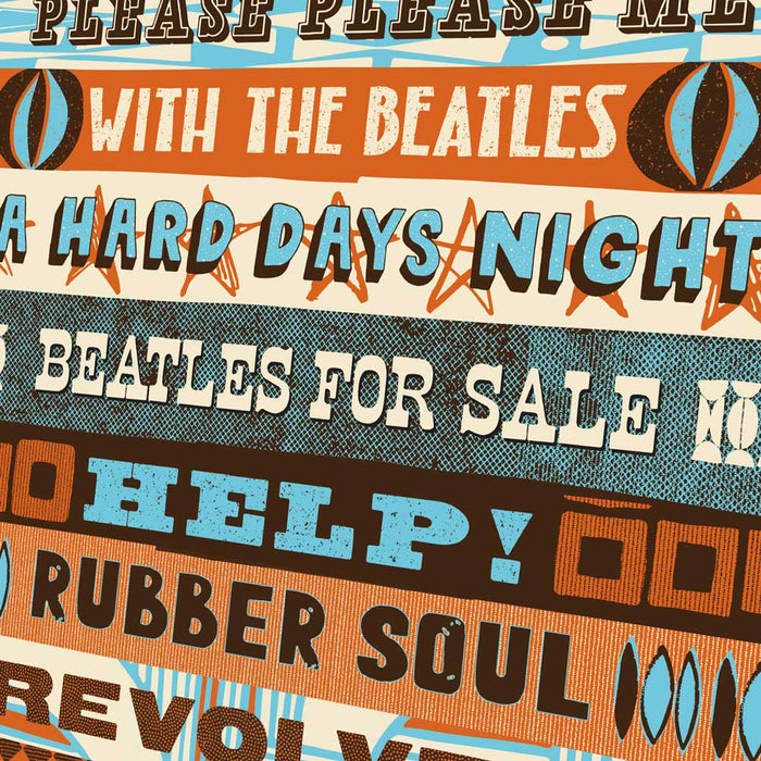 The Beatles album titles typographic poster print
