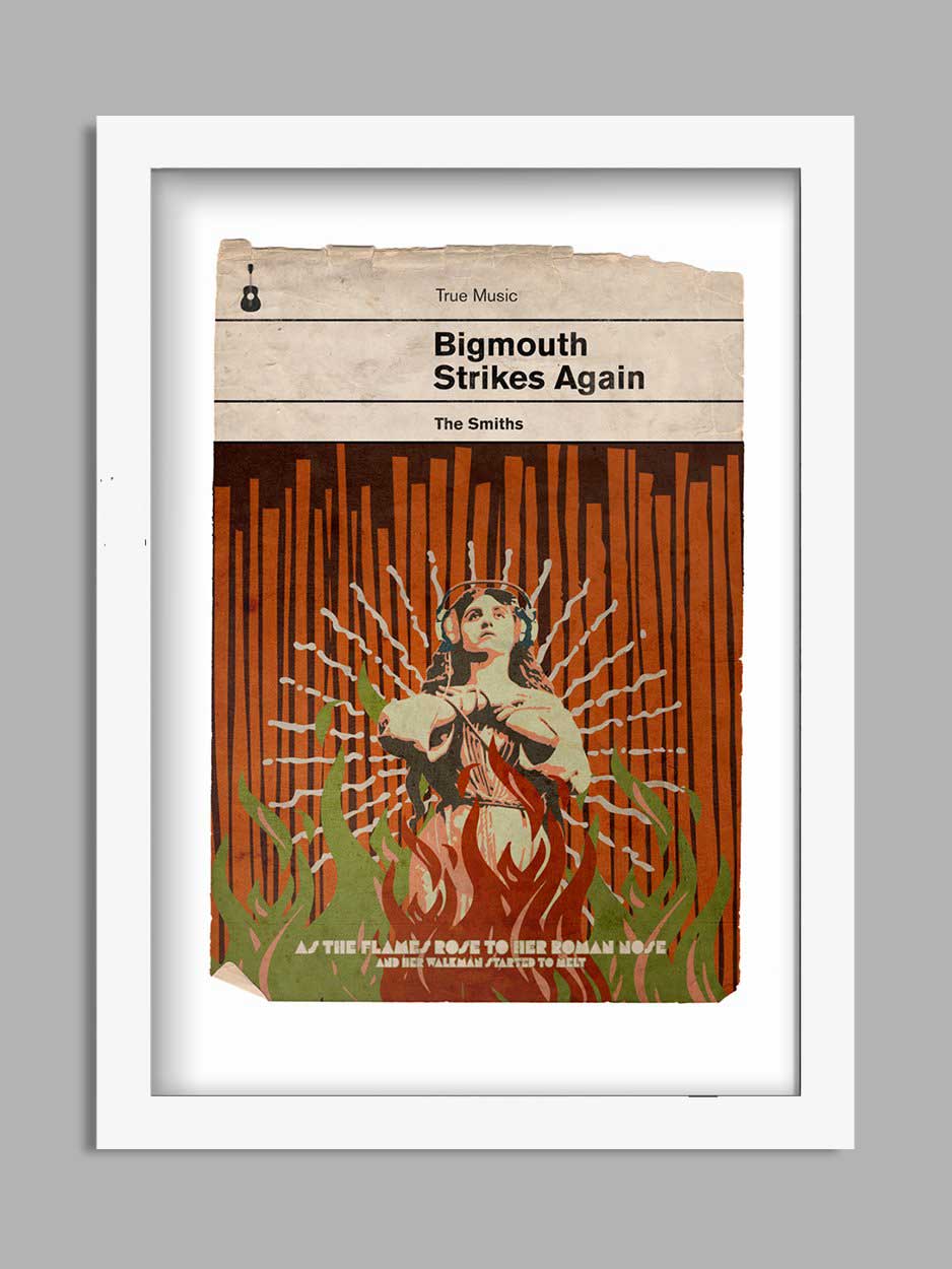 Bigmouth Strikes Again - Smiths Book Jacket Music Print. Inspired by the old retro Penguin book covers