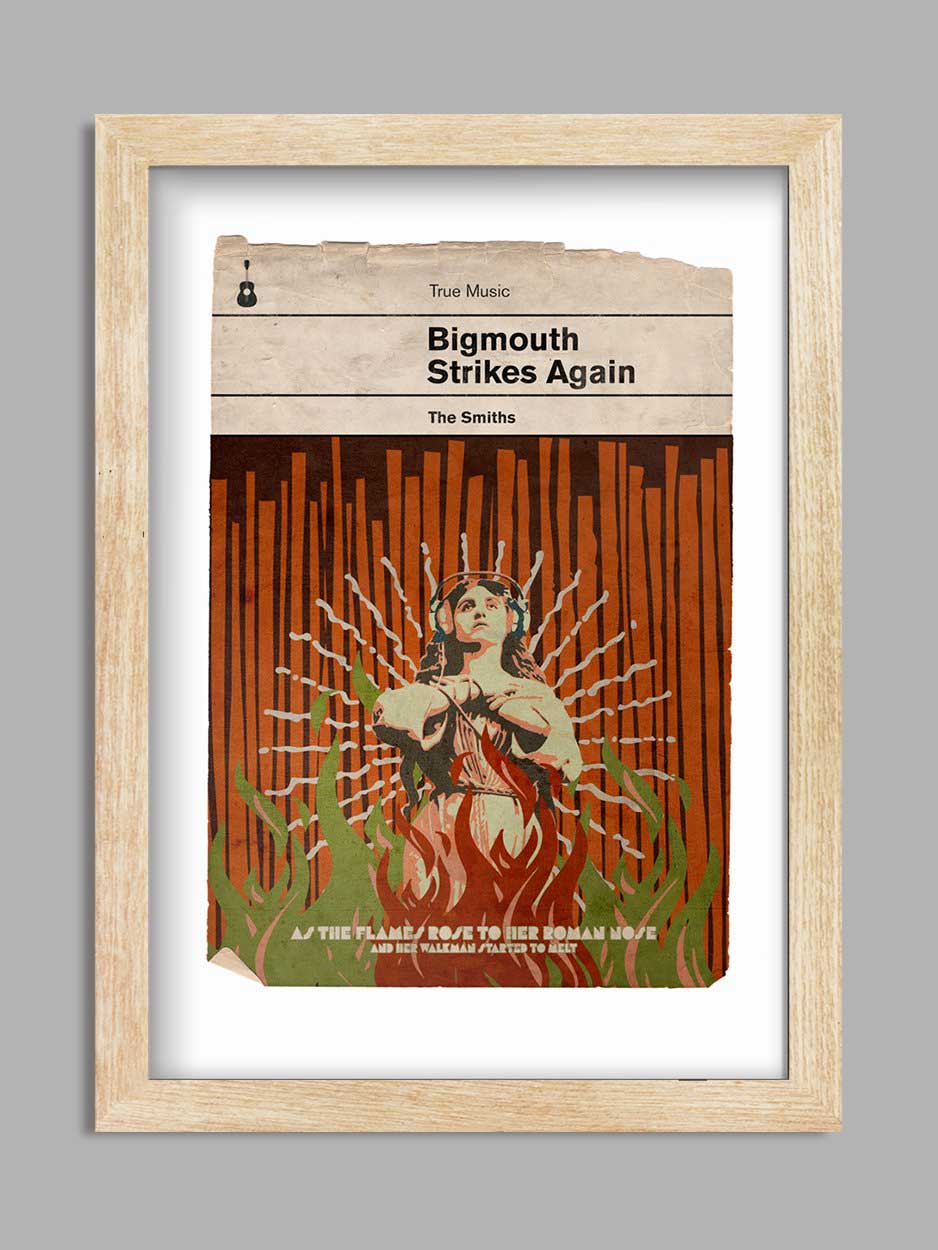 Bigmouth Strikes Again - Smiths Book Jacket Music Print. Inspired by the old retro Penguin book covers