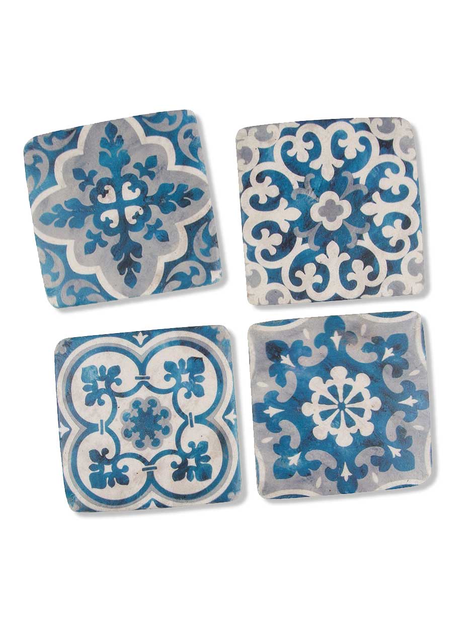 Blue Mosaic Coaster Set classic homeware Sass and Belle 