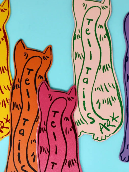 Cat Tails Leather Bookmark