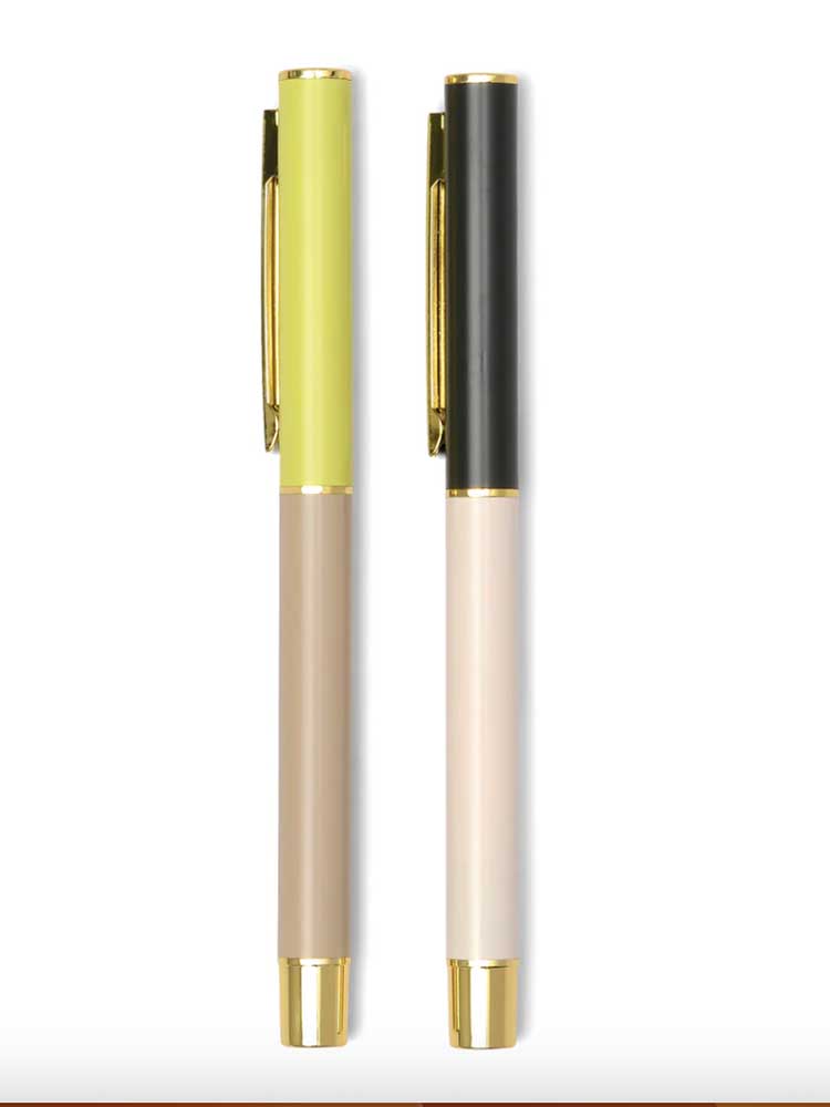 Colour Block Pen Set - Lime & Taupe traditional gift Designworks 