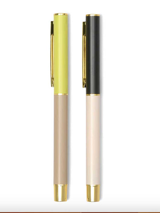 Colour Block Pen Set - Lime & Taupe traditional gift Designworks 