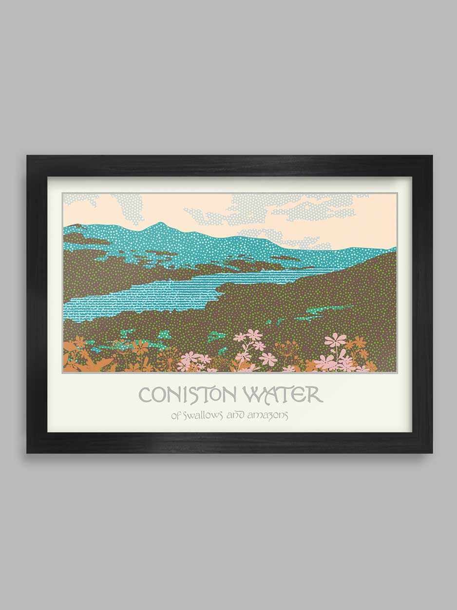 Coniston Water retro styled poster print. of Swallows and Amazons