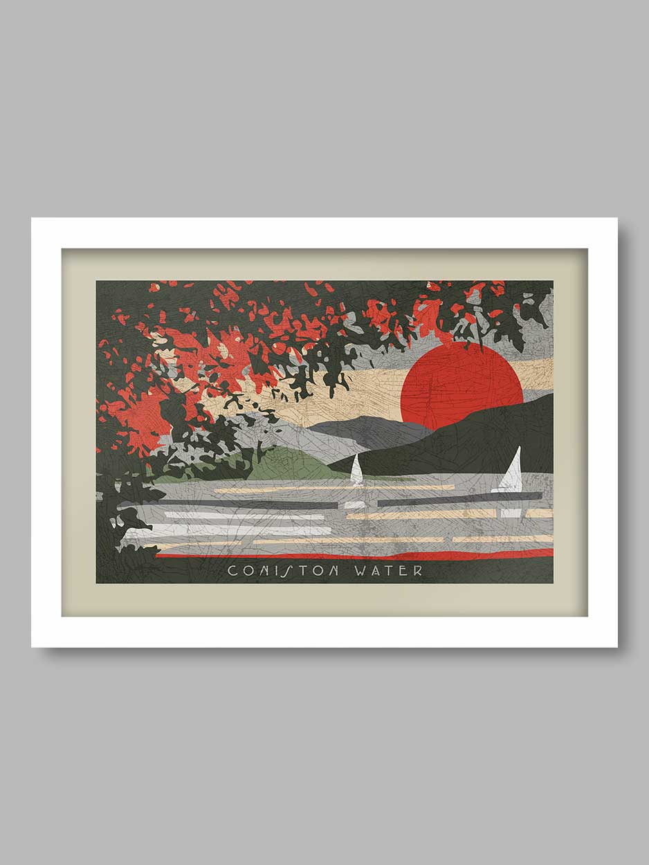 Coniston Water Sunset Poster Print Posters The Northern Line 