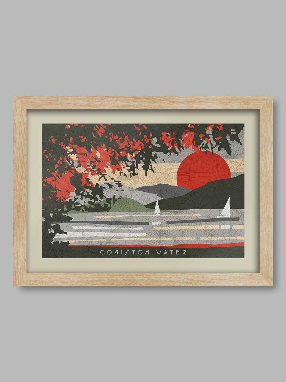 Coniston Water Sunset Poster Print Posters The Northern Line 