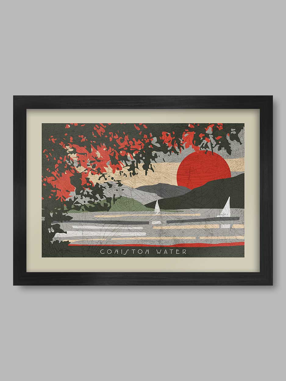 Coniston Water Sunset Poster Print Posters The Northern Line 
